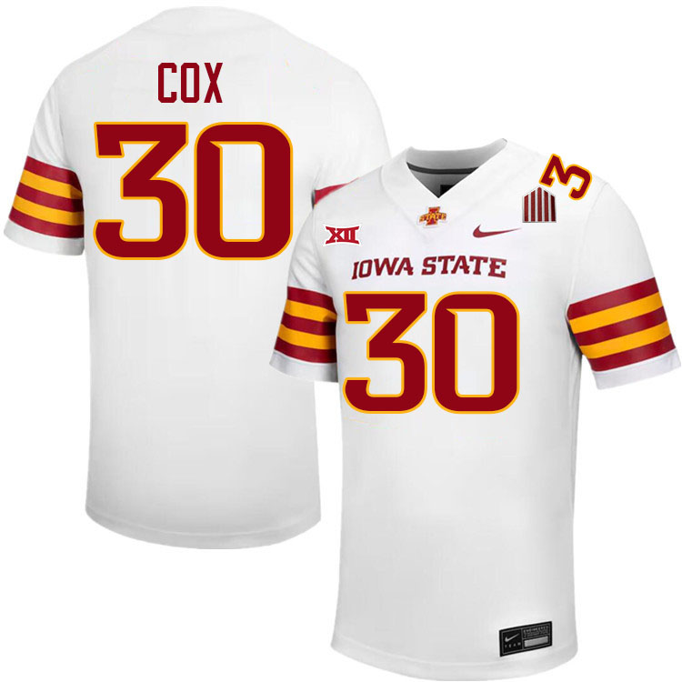 Mike Cox Jersey,Iowa State Cyclones #30 Mike Cox College Jersey Youth-White